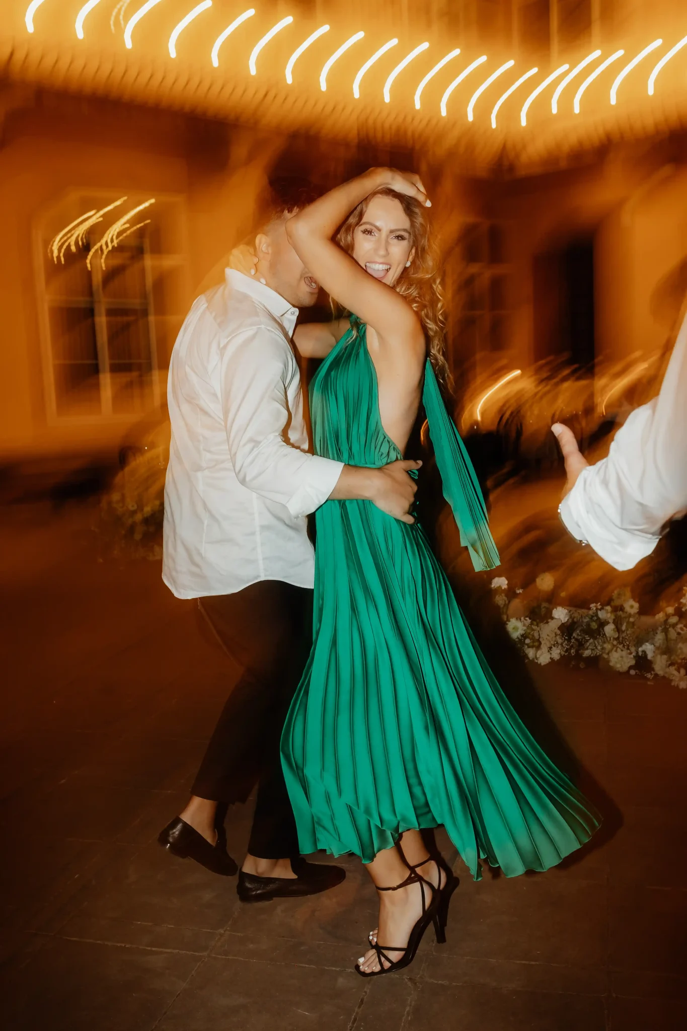 Wedding photo of a couple dancing in Bratislava