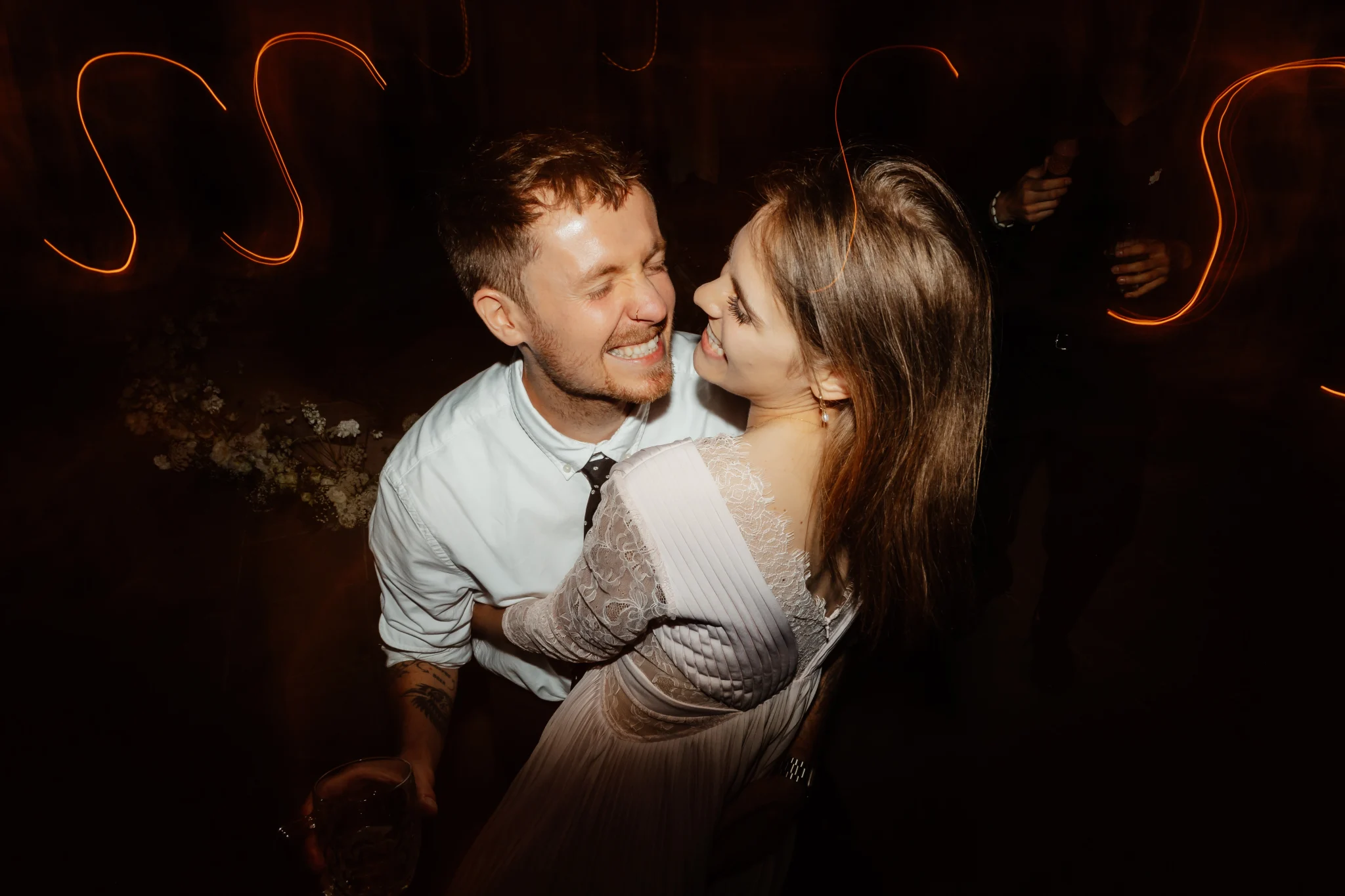 Smiling couple dancing at wedding in Bratislava